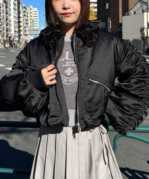 archives（アルシーヴ）の「２ｗａｙボアカラーＭＡ１（MA-1・レディース・モカ/アイボリー/ブラック・MEDIUM）」の2枚目の写真