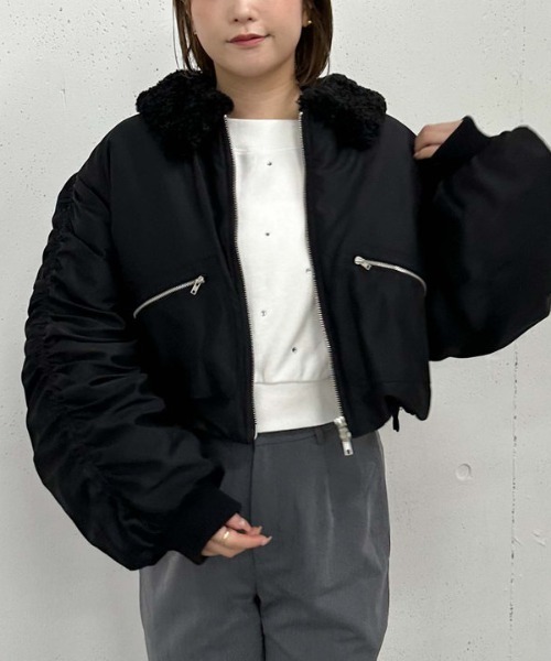 archives（アルシーヴ）の「２ｗａｙボアカラーＭＡ１（MA-1・レディース・モカ/アイボリー/ブラック・MEDIUM）」の11枚目の写真