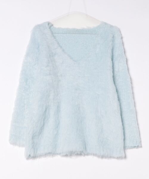 esutoreja（エストレジャ）の「Vネックモヘアニット（ニット/セーター・レディース・ベージュ/ブルー/チャコール・FREE）」の5枚目の写真