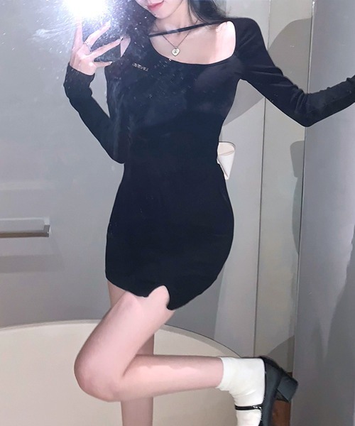 REMUR(レミュール)の「BACKリボン付きミニワンピース(ワンピース・レディース・ブラック・M/L/S)」の13枚目の写真