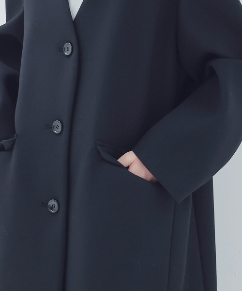 venit（ヴェニット）の「VENIT / bonding collor coat(ボンディングカラーコート)（その他アウター・レディース・ブラック・38）」の5枚目の写真