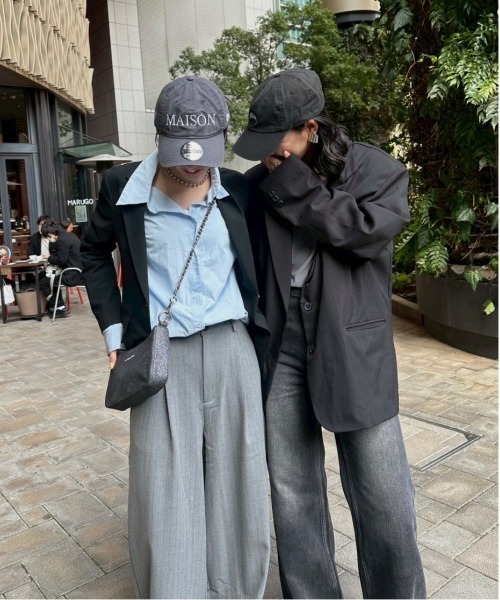 tageechita（タジチタ）の「「tageechita」ルーズシルエット ストライプワイドトラウザーズ（スラックス・レディース・グレー/ブラック・XS/S/M/L）」の6枚目の写真