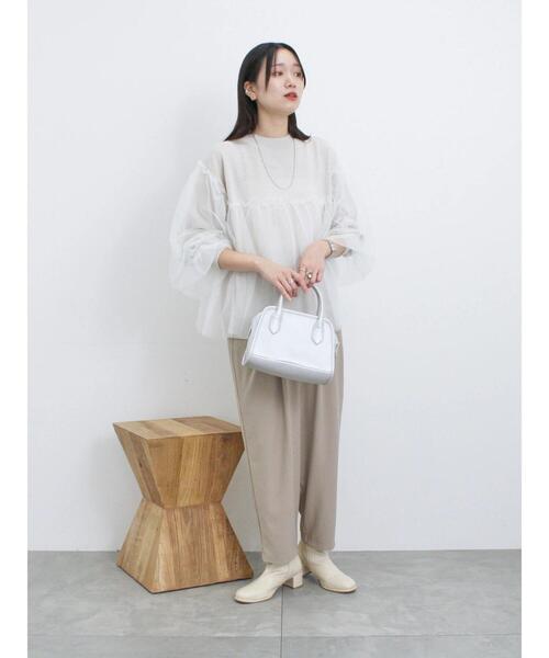 Samansa Mos2 blue(サマンサモスモスブルー)の「チュールドッキングラメニットプルオーバー(ニット/セーター・レディース・ブラック/キナリ/モカ・F)」の8枚目の写真