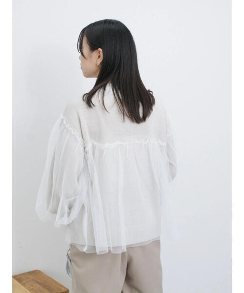 Samansa Mos2 blue(サマンサモスモスブルー)の「チュールドッキングラメニットプルオーバー(ニット/セーター・レディース・ブラック/キナリ/モカ・F)」の12枚目の写真