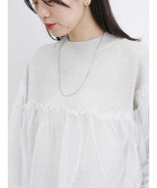 Samansa Mos2 blue(サマンサモスモスブルー)の「チュールドッキングラメニットプルオーバー(ニット/セーター・レディース・ブラック/キナリ/モカ・F)」の13枚目の写真