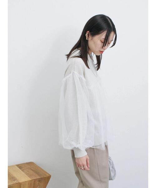 Samansa Mos2 blue(サマンサモスモスブルー)の「チュールドッキングラメニットプルオーバー(ニット/セーター・レディース・ブラック/キナリ/モカ・F)」の15枚目の写真