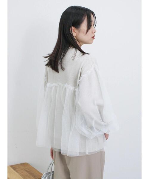 Samansa Mos2 blue(サマンサモスモスブルー)の「チュールドッキングラメニットプルオーバー(ニット/セーター・レディース・ブラック/キナリ/モカ・F)」の16枚目の写真