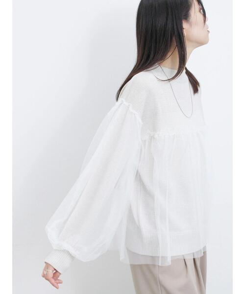 Samansa Mos2 blue(サマンサモスモスブルー)の「チュールドッキングラメニットプルオーバー(ニット/セーター・レディース・ブラック/キナリ/モカ・F)」の19枚目の写真