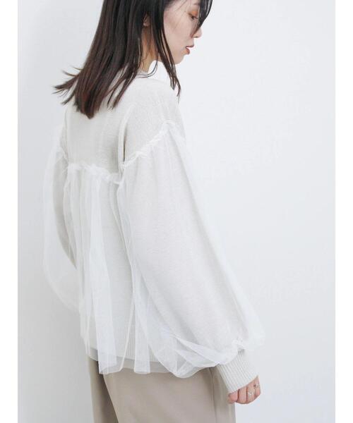 Samansa Mos2 blue(サマンサモスモスブルー)の「チュールドッキングラメニットプルオーバー(ニット/セーター・レディース・ブラック/キナリ/モカ・F)」の20枚目の写真