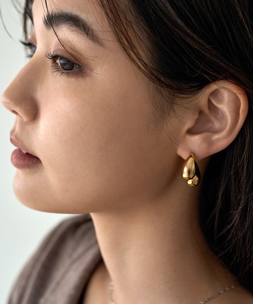 STYLE DELI（スタイルデリ）の「前後でぷっくりペイズリーピアス（ピアス（両耳用）・レディース・シルバー/ゴールド・FREE）」の6枚目の写真