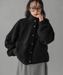 AMELY（エミリー）の「異素材切替 スタンドネック ボアジャケット（その他アウター・レディース）」