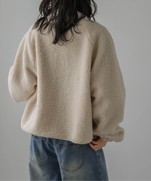 AMELY（エミリー）の「異素材切替 スタンドネック ボアジャケット（その他アウター・レディース・ベージュ/ブラック・フリー）」の13枚目の写真