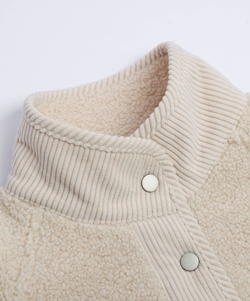 AMELY（エミリー）の「異素材切替 スタンドネック ボアジャケット（その他アウター・レディース・ベージュ/ブラック・フリー）」の19枚目の写真