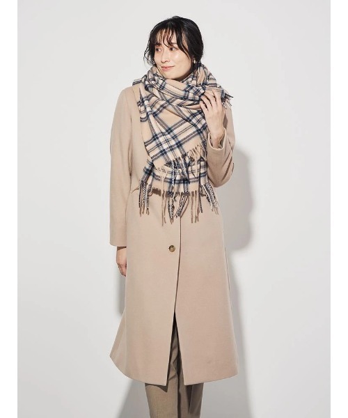 セール】ソフトチェックストール ベージュ/ブルー（ストール/ショール