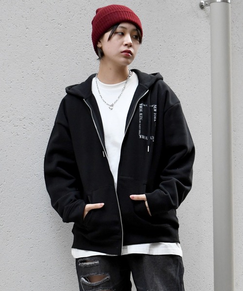 セール】graphic logo back print full zip hoodie/グラフィックロゴ