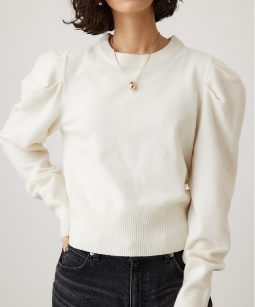 crie conforto（クリーコンフォルト）の「タックスリーブニット　長袖 / 冬服（ニット/セーター・レディース・オフホワイト/グレー/ブラック・FREE）」の2枚目の写真