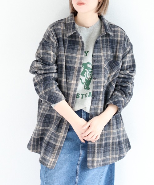 cepo(セポ)の「オーバーサイズチェックシャツ(シャツ/ブラウス・レディース・ブルー系その他/ブラック系その他/グレー系その他・M)」の2枚目の写真