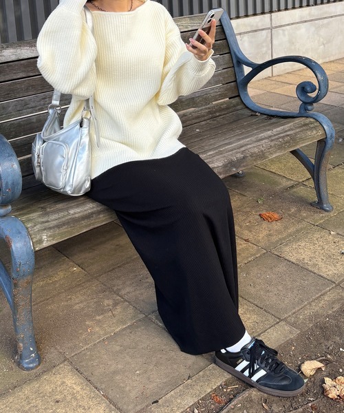 ISOOK（アイスー）の「【ISOOK / アイスー】リブタイトロングスカート / リブニット ナロースカート カラースカート  ZOZOTOWN限定（スカート・レディース・ブルー/チャコール/ブラック・FREE）」の19枚目の写真