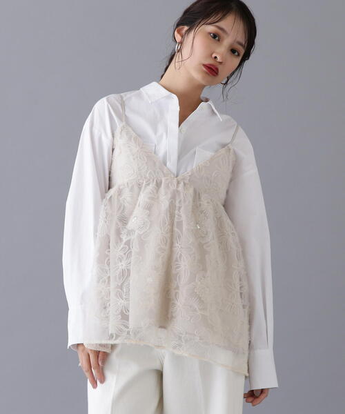 N.(N. Natural Beauty Basic)(エヌエヌナチュラルビューティーベーシック)の「フラワーレースキャミビスチェ(キャミソール・レディース・オフホワイト/ブラック・MEDIUM)」の3枚目の写真