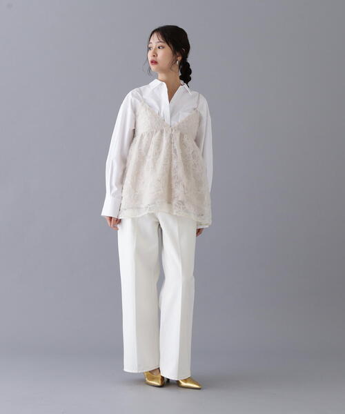 N.(N. Natural Beauty Basic)(エヌエヌナチュラルビューティーベーシック)の「フラワーレースキャミビスチェ(キャミソール・レディース・オフホワイト/ブラック・MEDIUM)」の5枚目の写真
