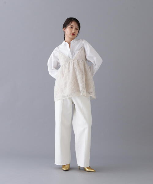 N.(N. Natural Beauty Basic)(エヌエヌナチュラルビューティーベーシック)の「フラワーレースキャミビスチェ(キャミソール・レディース・オフホワイト/ブラック・MEDIUM)」の6枚目の写真