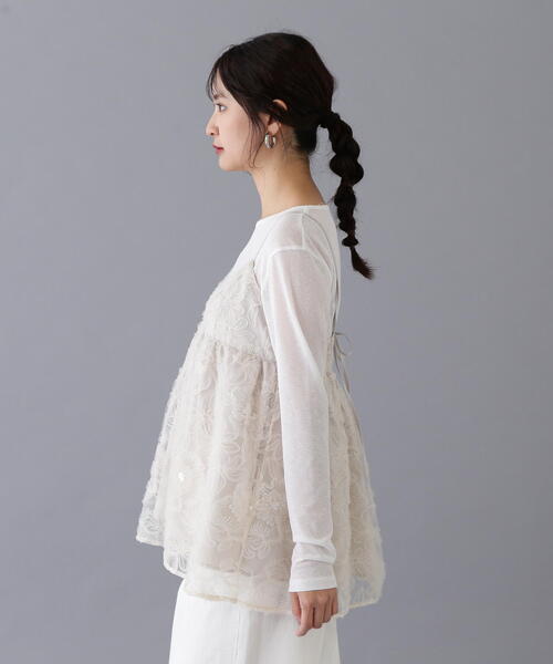 N.(N. Natural Beauty Basic)(エヌエヌナチュラルビューティーベーシック)の「フラワーレースキャミビスチェ(キャミソール・レディース・オフホワイト/ブラック・MEDIUM)」の9枚目の写真