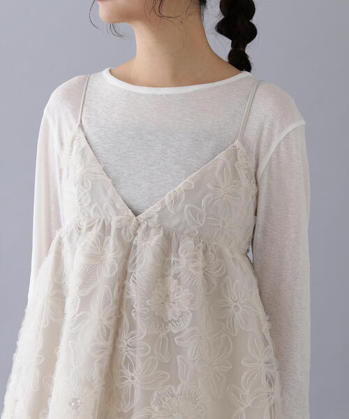 N.(N. Natural Beauty Basic)(エヌエヌナチュラルビューティーベーシック)の「フラワーレースキャミビスチェ(キャミソール・レディース・オフホワイト/ブラック・MEDIUM)」の11枚目の写真