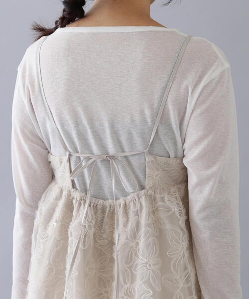 N.(N. Natural Beauty Basic)(エヌエヌナチュラルビューティーベーシック)の「フラワーレースキャミビスチェ(キャミソール・レディース・オフホワイト/ブラック・MEDIUM)」の12枚目の写真