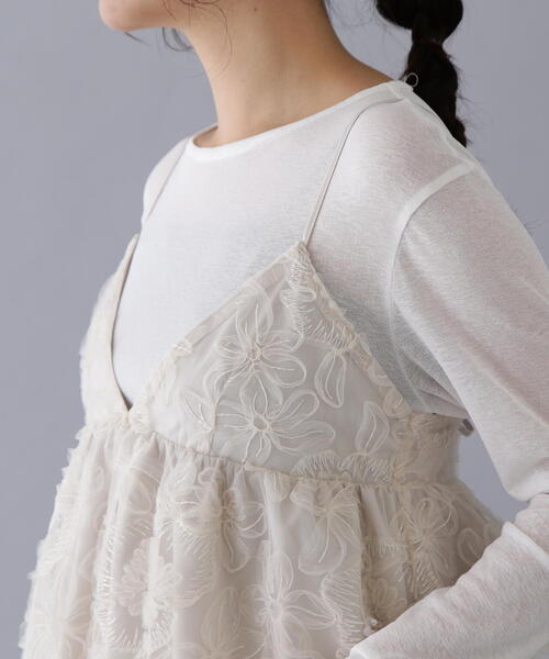 N.(N. Natural Beauty Basic)(エヌエヌナチュラルビューティーベーシック)の「フラワーレースキャミビスチェ(キャミソール・レディース・オフホワイト/ブラック・MEDIUM)」の13枚目の写真