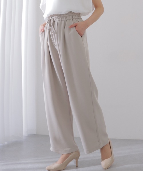 Lace Ladies（レースレディース）の「ソリッドカラー ハイウエスト ワイド ストレート イージー パンツ（スラックス・レディース・ベージュ/ダークグレー/ブラック/グレー・S/M/L）」の8枚目の写真