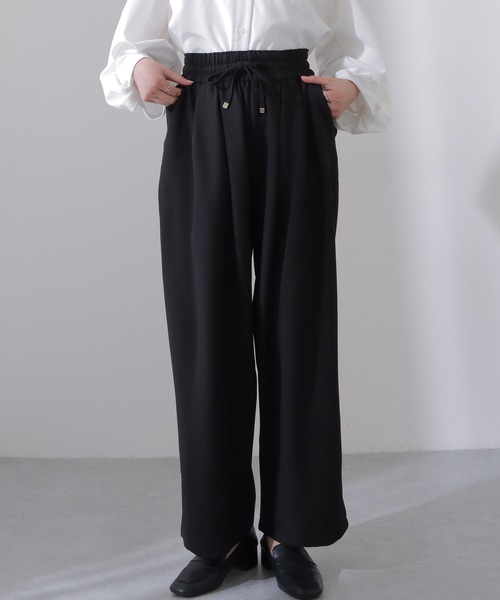 Lace Ladies（レースレディース）の「ソリッドカラー ハイウエスト ワイド ストレート イージー パンツ（スラックス・レディース・ベージュ/ダークグレー/ブラック/グレー・S/M/L）」の10枚目の写真