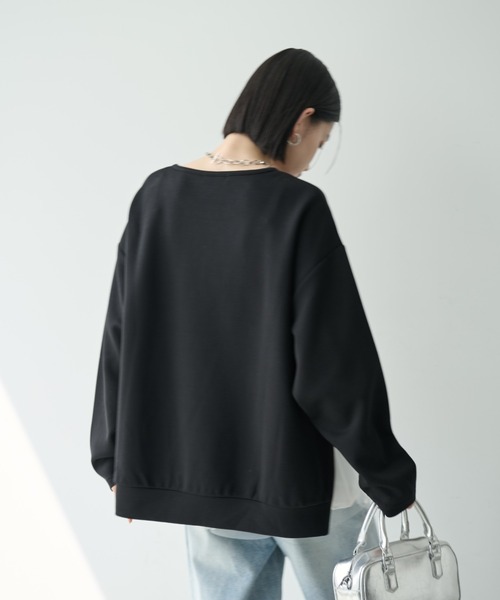 tシャツ Eglantine ソフトダンボールプルオーバー レディース Lace Ladies ワイドスリットスリーブダンボールニットプル