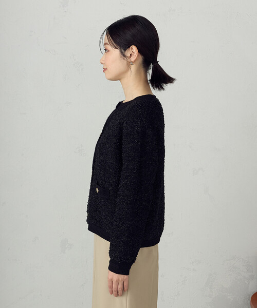 COMME CA ISM（コムサイズム）の「ツイード金ボタン ニットカーディガン（カーディガン/ボレロ・レディース・アイボリー/ブラック・FREE）」の9枚目の写真