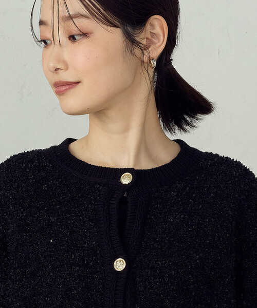 COMME CA ISM（コムサイズム）の「ツイード金ボタン ニットカーディガン（カーディガン/ボレロ・レディース・アイボリー/ブラック・FREE）」の8枚目の写真