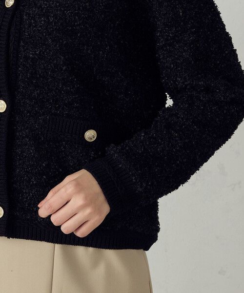 COMME CA ISM（コムサイズム）の「ツイード金ボタン ニットカーディガン（カーディガン/ボレロ・レディース・アイボリー/ブラック・FREE）」の3枚目の写真