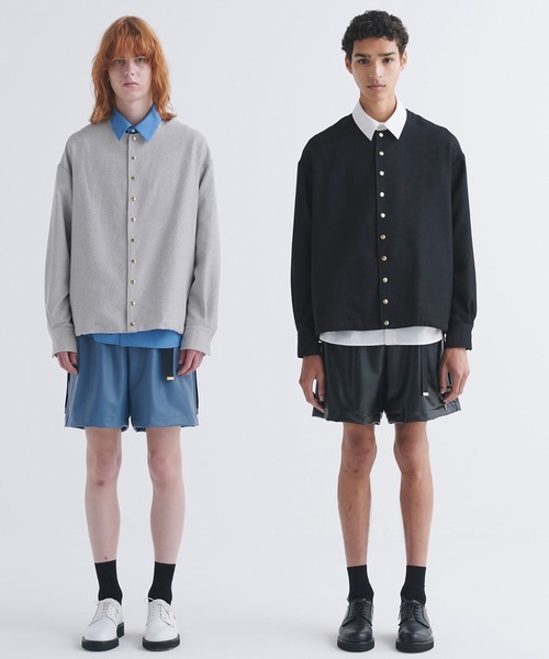 【CULLNI/クルニ】ツイードジャケット セール】Tweed Dot Button Collarless Jacket（ノーカラー