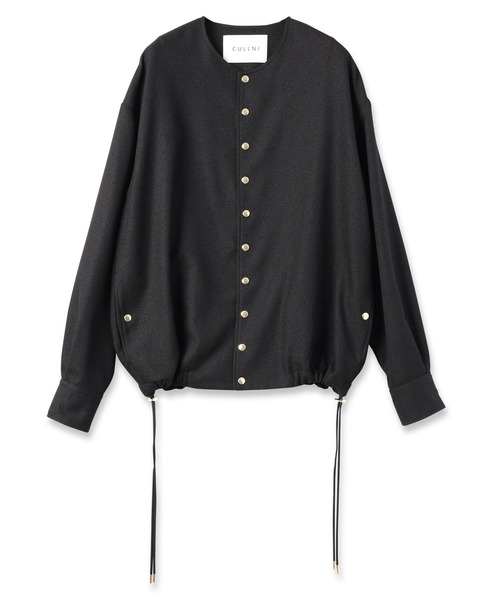 【CULLNI/クルニ】ツイードジャケット セール】Tweed Dot Button Collarless Jacket（ノーカラー