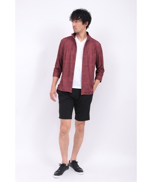 HIGH STREET（ハイストリート）の「HIGH STREET∴メランジプリントオブロング７分袖シャツ（シャツ/ブラウス・メンズ・ブルー系2/レッド/グレー・M/L/LL/S）」の16枚目の写真
