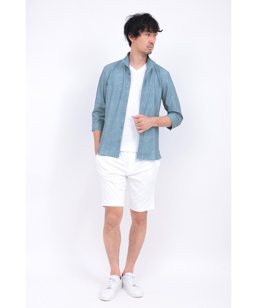 HIGH STREET（ハイストリート）の「HIGH STREET∴メランジプリントオブロング７分袖シャツ（シャツ/ブラウス・メンズ・ブルー系2/レッド/グレー・M/L/LL/S）」の17枚目の写真