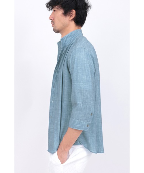 HIGH STREET（ハイストリート）の「HIGH STREET∴メランジプリントオブロング７分袖シャツ（シャツ/ブラウス・メンズ・ブルー系2/レッド/グレー・M/L/LL/S）」の18枚目の写真