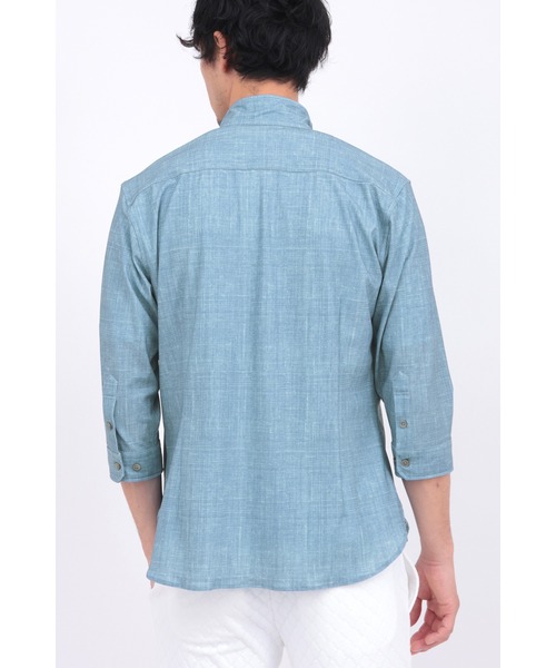 HIGH STREET（ハイストリート）の「HIGH STREET∴メランジプリントオブロング７分袖シャツ（シャツ/ブラウス・メンズ・ブルー系2/レッド/グレー・M/L/LL/S）」の19枚目の写真