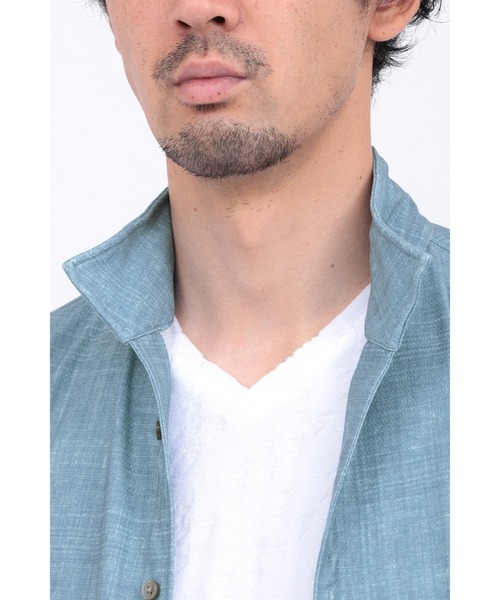HIGH STREET（ハイストリート）の「HIGH STREET∴メランジプリントオブロング７分袖シャツ（シャツ/ブラウス・メンズ・ブルー系2/レッド/グレー・M/L/LL/S）」の20枚目の写真