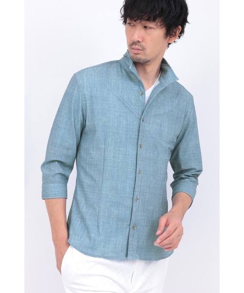 HIGH STREET（ハイストリート）の「HIGH STREET∴メランジプリントオブロング７分袖シャツ（シャツ/ブラウス・メンズ・ブルー系2/レッド/グレー・M/L/LL/S）」の22枚目の写真