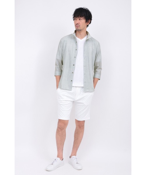 HIGH STREET（ハイストリート）の「HIGH STREET∴メランジプリントオブロング７分袖シャツ（シャツ/ブラウス・メンズ・ブルー系2/レッド/グレー・M/L/LL/S）」の15枚目の写真