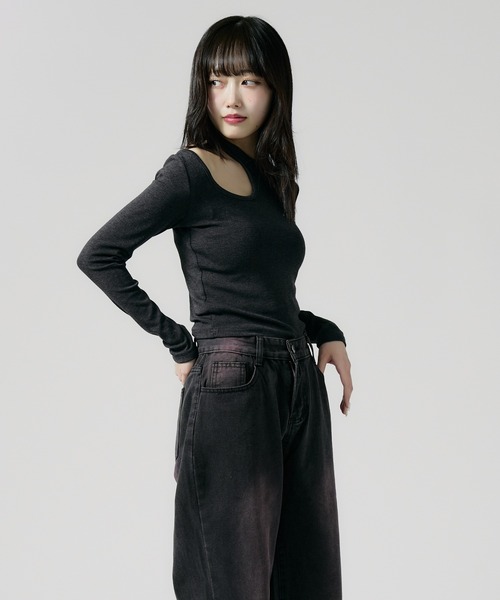 Chick(チック)の「one-shoulder cut and sewn / ワンショルダー風 カットソー(Tシャツ/カットソー・レディース・ホワイト/グレー/ブラック/レッド・FREE)」の17枚目の写真