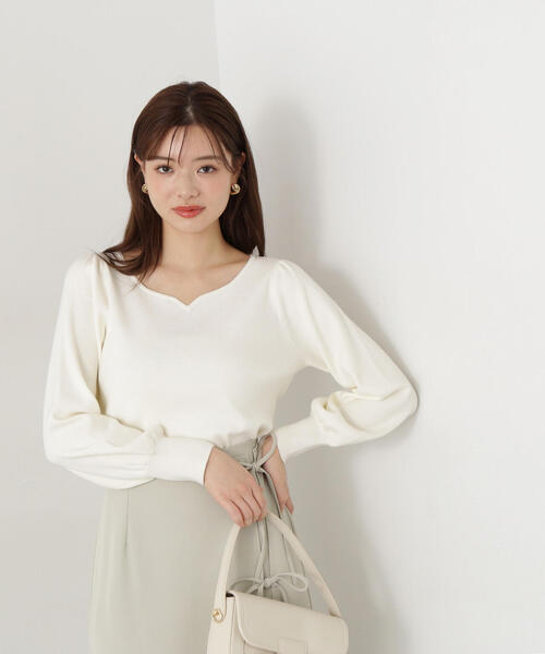 PROPORTION BODY DRESSING(プロポーションボディドレッシング)の「ハートネック総針ニット / 1215170201(ニット/セーター・レディース・ライトグリーン/ピンク/ホワイト系その他・MEDIUM/SMALL)」の1枚目の写真