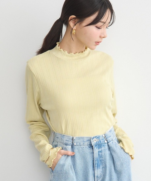 earth music&ecology(アースミュージックアンドエコロジー)の「ランダムチェーンリブハイネックプルオーバー(Tシャツ/カットソー・レディース・アイボリー/サックスブルー/ブラック/イエロー/その他7・S/M)」の4枚目の写真