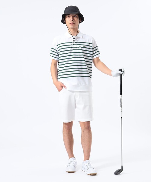 MEN〉【別注】LACOSTE / 鹿の子 ボーダー ポロシャツ
