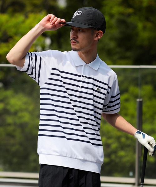 MEN〉【別注】LACOSTE / 鹿の子 ボーダー ポロシャツ