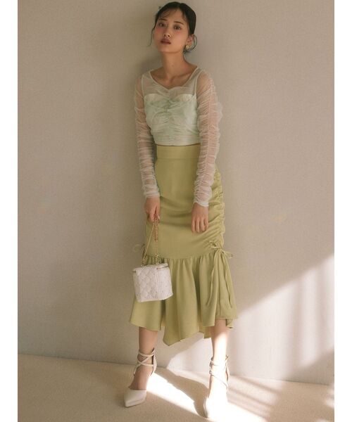 RESEXXY（リゼクシー）の「サイドギャザーマーメイドスカート（スカート・レディース・ミント/その他1/アイボリー・FREE）」の10枚目の写真